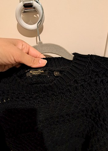 Siyah Örgü Kadın Kazak, Yuvarlak Yaka, Salaş - Görsel 2