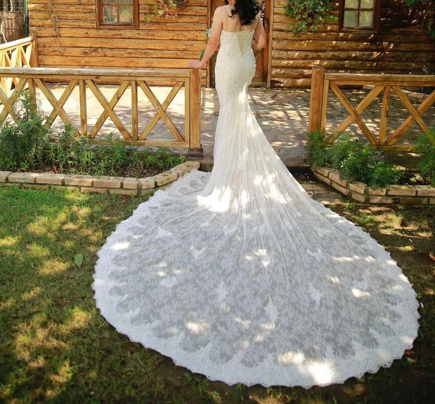 Straplez A Kesim Uzun Beyaz Gelinlik - Görsel 3