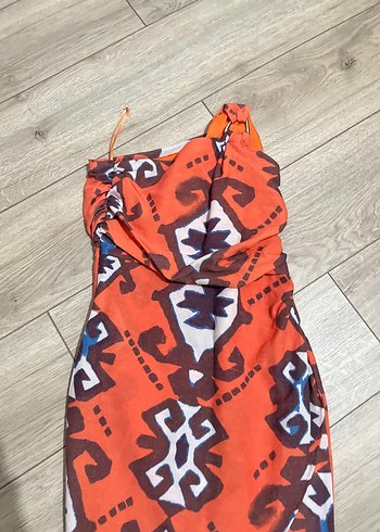 Renkli Straplez Bohem Uzun Elbise - Görsel 3