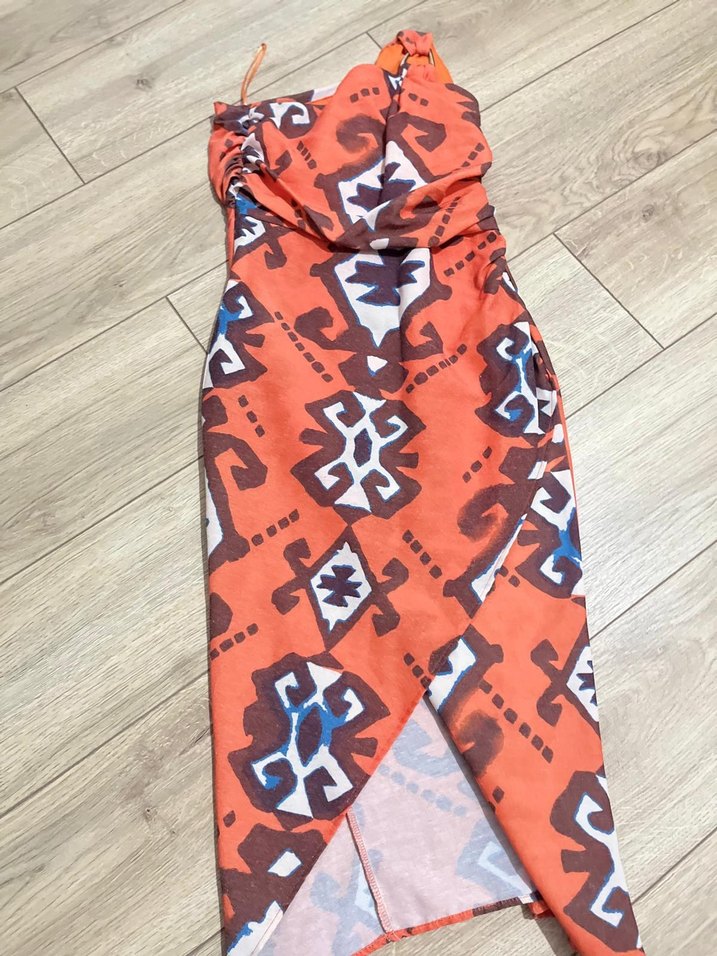 Renkli Straplez Bohem Uzun Elbise - Görsel 2