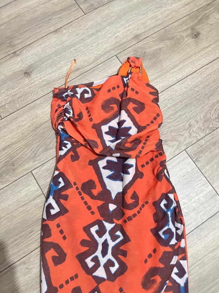 Renkli Straplez Bohem Uzun Elbise - Görsel 3