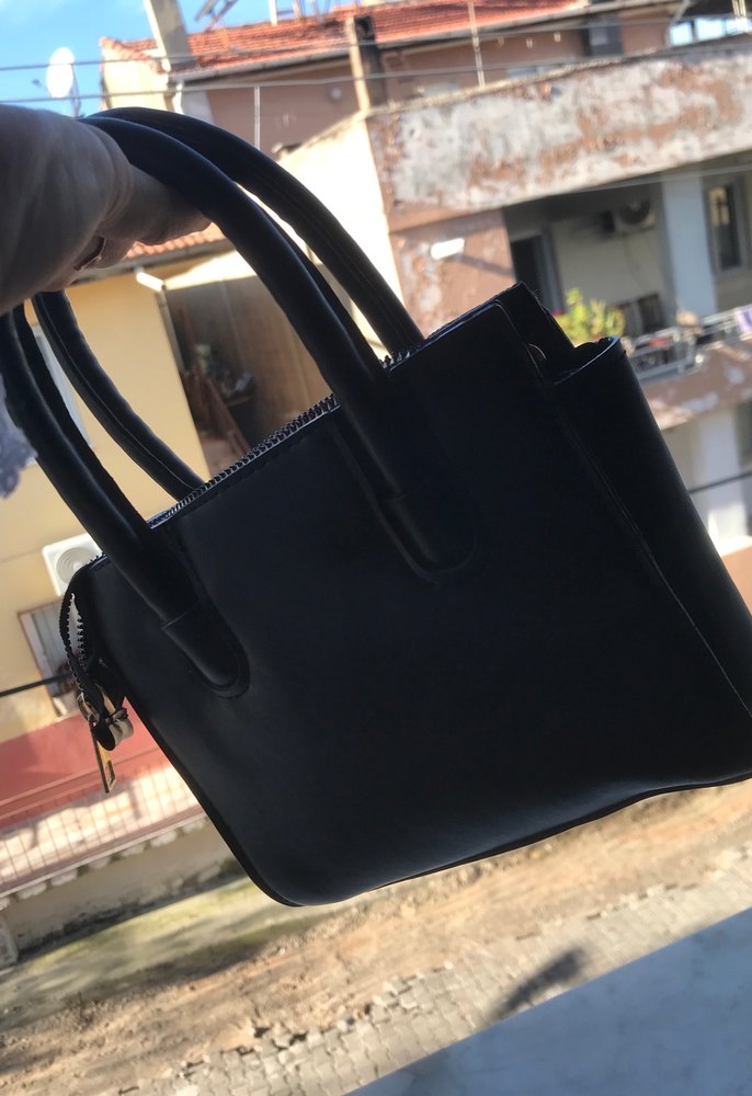 Siyah Deri Kadın El Çantası - Görsel 3