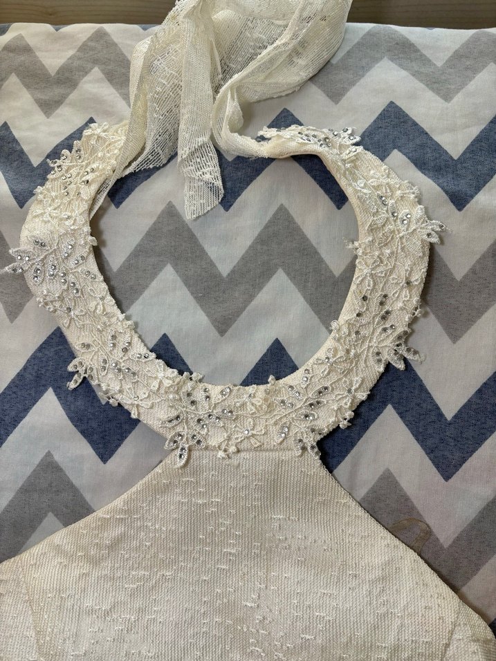 Beyaz - Boyundan Bağlamalı - Kuyruklu Kısa Elbise - Görsel 4