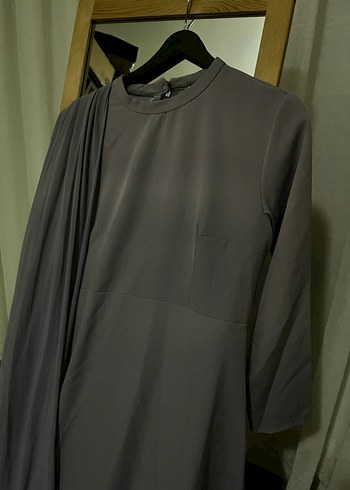 Lila Drapeli Uzun Kadın Elbise - Görsel 3