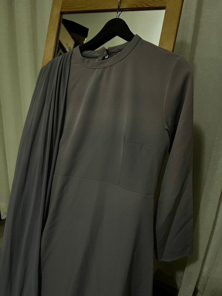 Lila Drapeli Uzun Kadın Elbise - Görsel 3