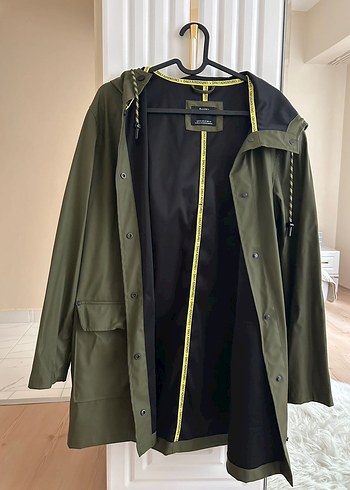 Kadın Haki Midi Boy Düğmeli Yağmurluk - Görsel 3