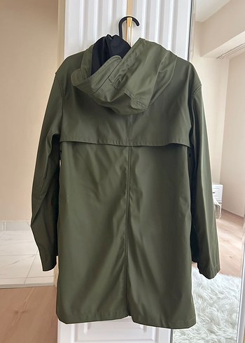 Kadın Haki Midi Boy Düğmeli Yağmurluk - Görsel 2