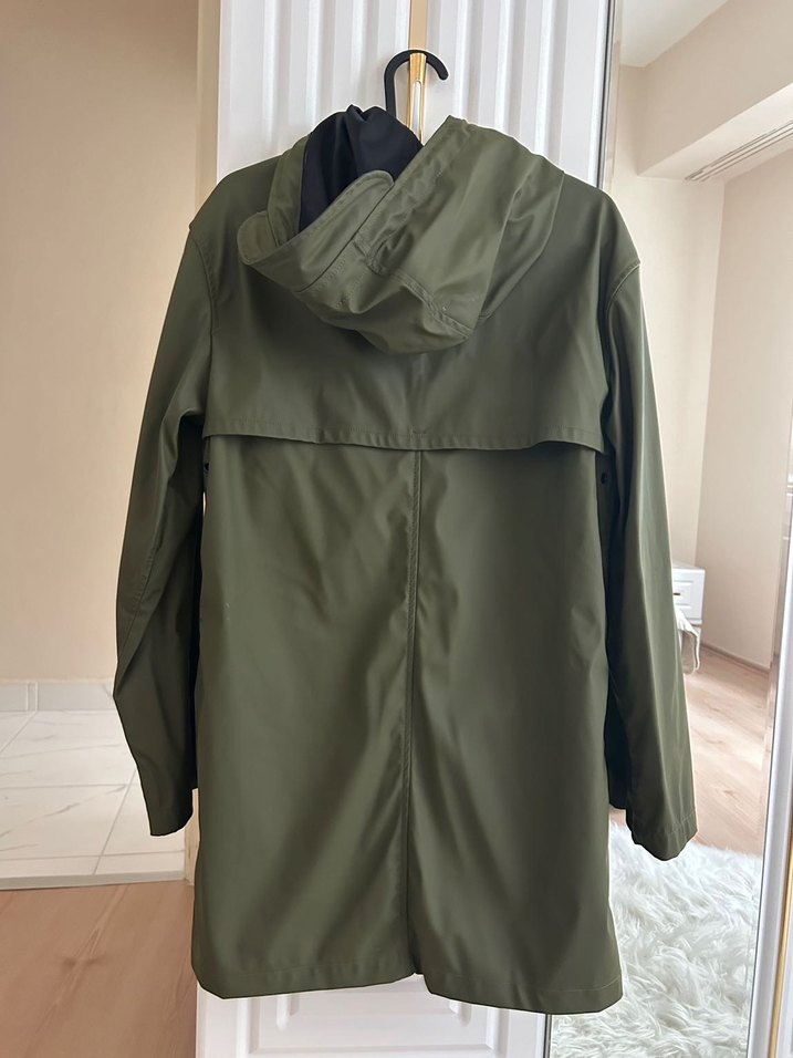 Kadın Haki Midi Boy Düğmeli Yağmurluk - Görsel 2