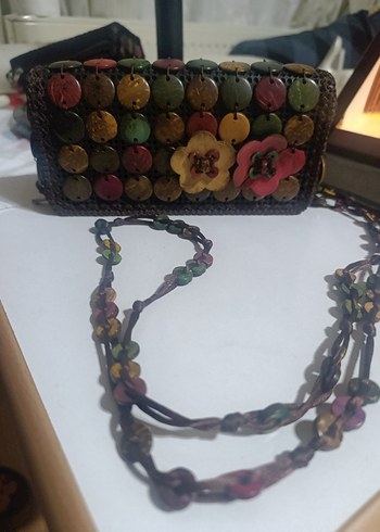 Çiçekli Boncuklu Örgü Bohem Çanta - Görsel 5