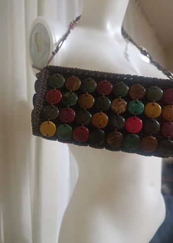 Çiçekli Boncuklu Örgü Bohem Çanta - Görsel 3