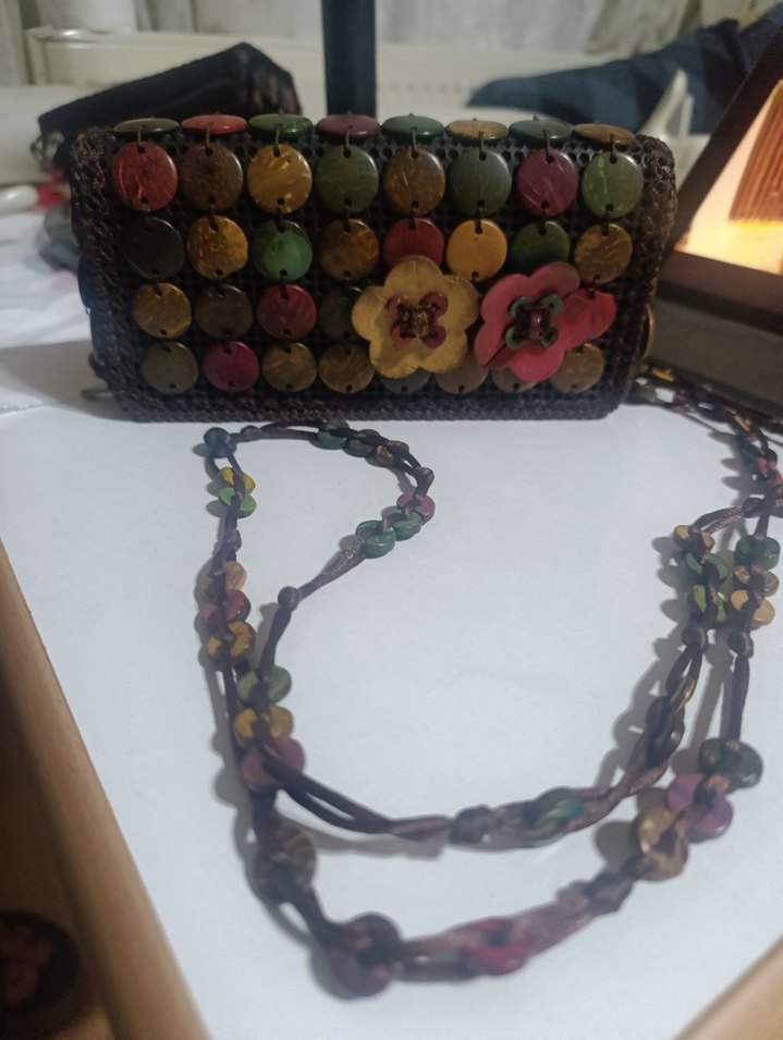 Çiçekli Boncuklu Örgü Bohem Çanta - Görsel 5