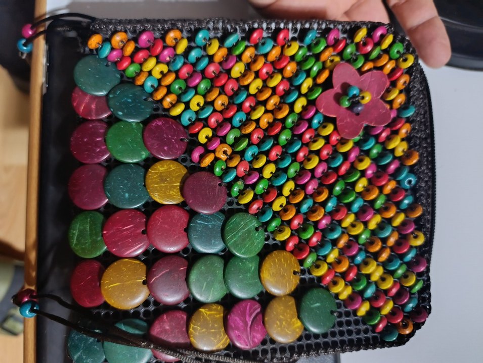 Renkli Boncuklu Bohem Örgü Kadın Çanta - Görsel 4