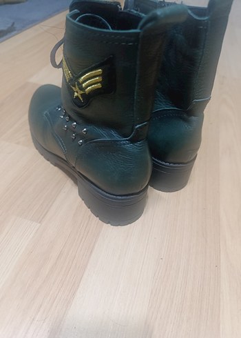 Yeşil Deri Rock Punk Tokalı Deri Botlar - Görsel 4