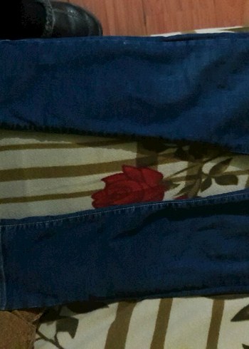 Lacivert Kemerli belinde lastikvar Pantolon kot jeans likrali - Görsel 16