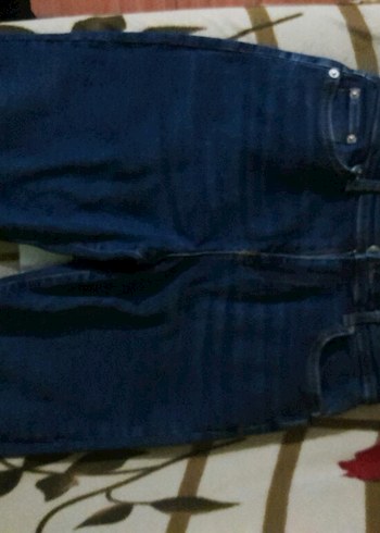 Lacivert Kemerli belinde lastikvar Pantolon kot jeans likrali - Görsel 17