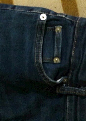 Lacivert Kemerli belinde lastikvar Pantolon kot jeans likrali - Görsel 12