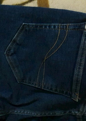 Lacivert Kemerli belinde lastikvar Pantolon kot jeans likrali - Görsel 4