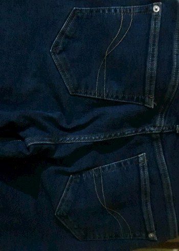 Lacivert Kemerli belinde lastikvar Pantolon kot jeans likrali - Görsel 10