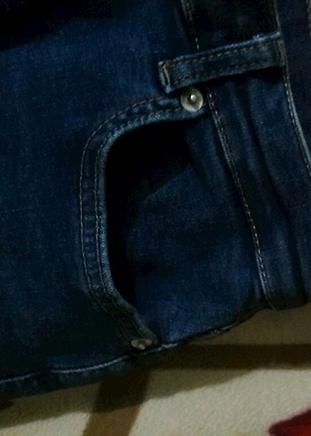 Lacivert Kemerli belinde lastikvar Pantolon kot jeans likrali - Görsel 11