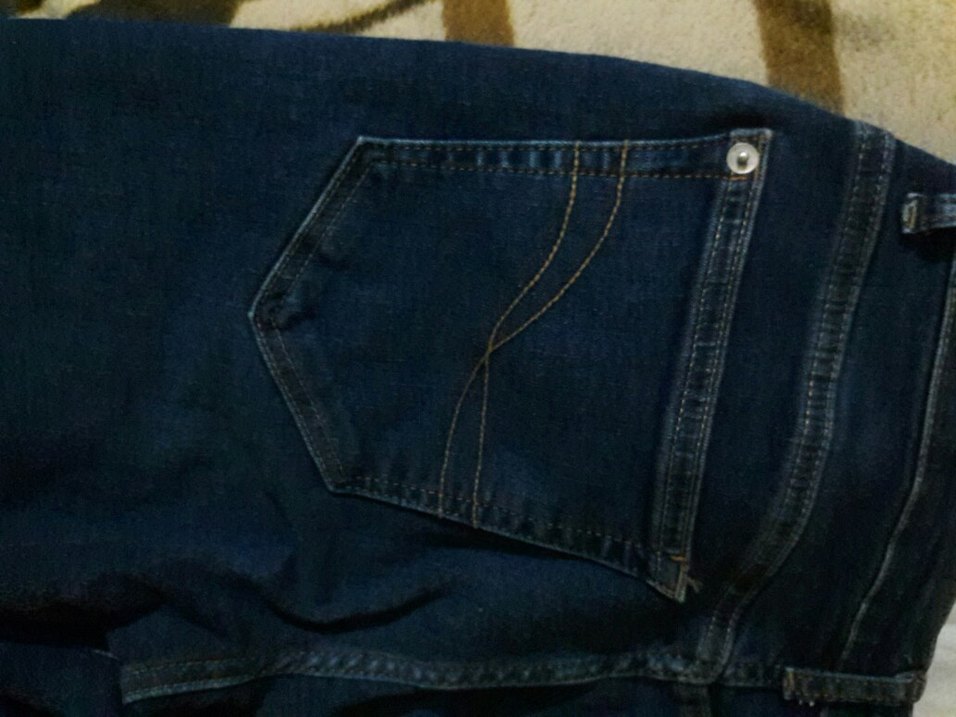 Lacivert Kemerli belinde lastikvar Pantolon kot jeans likrali - Görsel 4