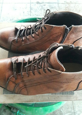 Kahverengi Deri Erkek Biker Bot - Görsel 9