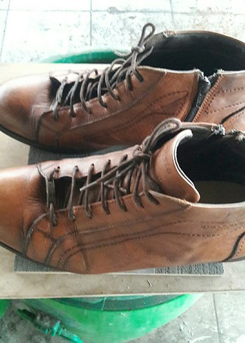 Kahverengi Deri Erkek Biker Bot - Görsel 8