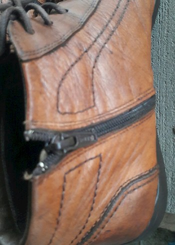 Kahverengi Deri Erkek Biker Bot - Görsel 16