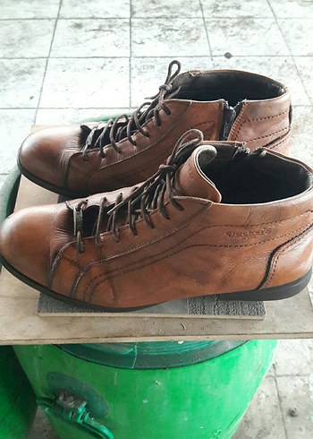 Kahverengi Deri Erkek Biker Bot - Görsel 7