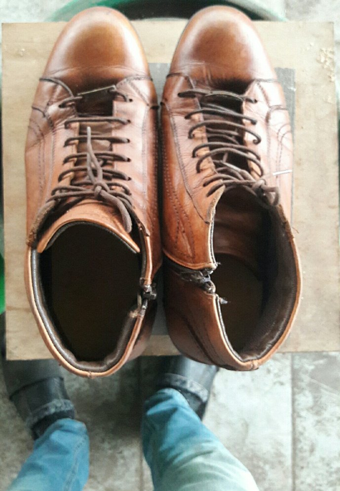 Kahverengi Deri Erkek Biker Bot - Görsel 2