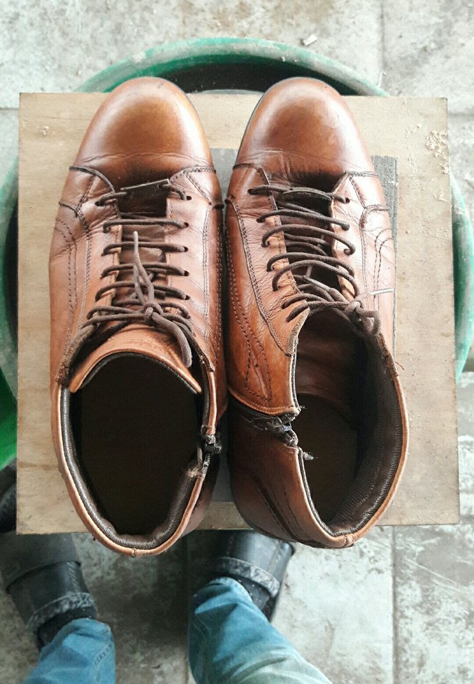 Kahverengi Deri Erkek Biker Bot - Görsel 3