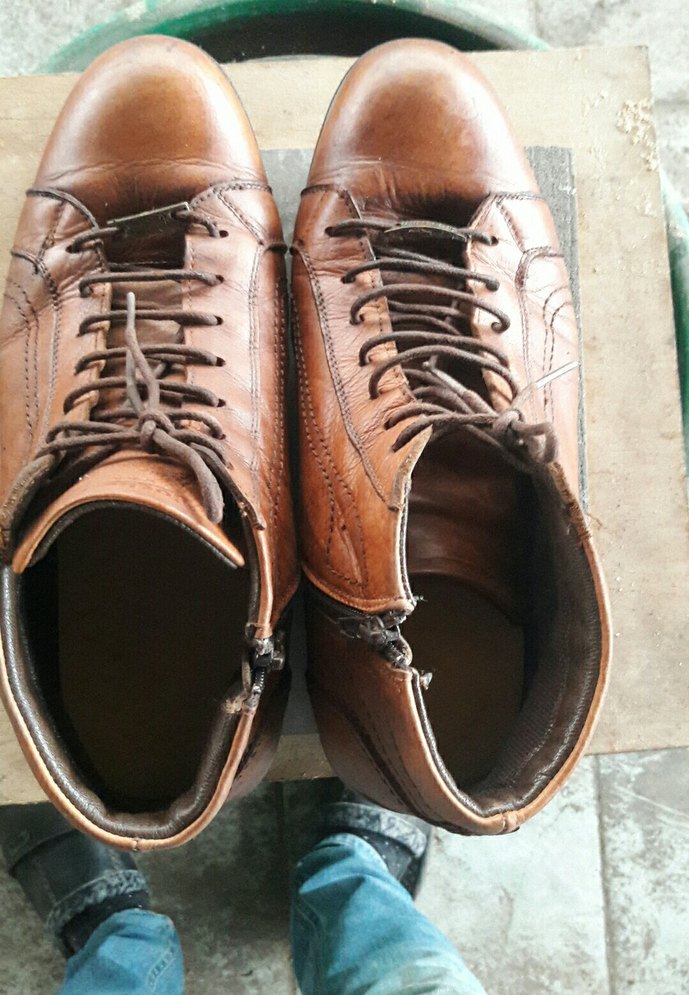 Kahverengi Deri Erkek Biker Bot - Görsel 5