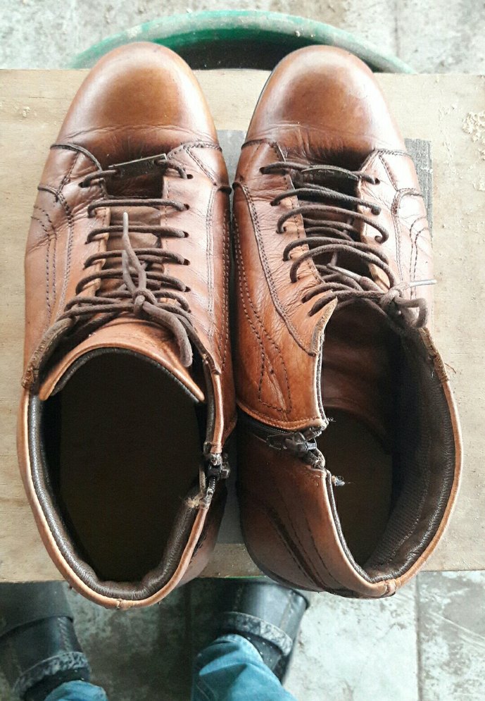 Kahverengi Deri Erkek Biker Bot - Görsel 4