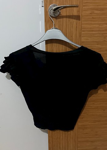 Siyah Kısa Kollu Düğmeli Bolero - Görsel 5