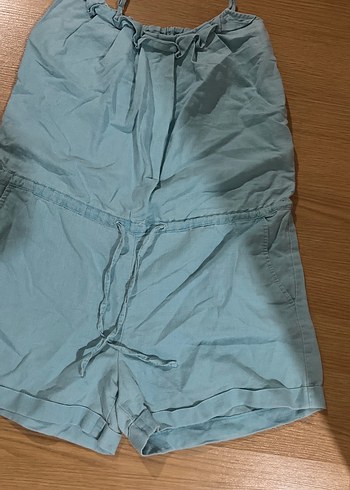 Mavi Keten Askılı Tulum - Görsel 3