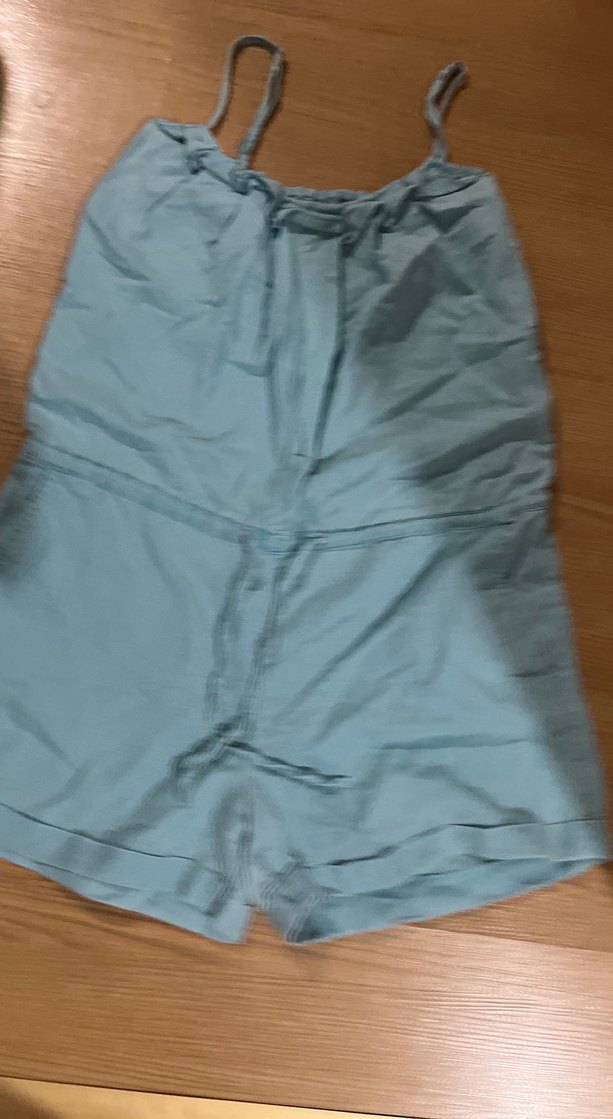 Mavi Keten Askılı Tulum - Görsel 2