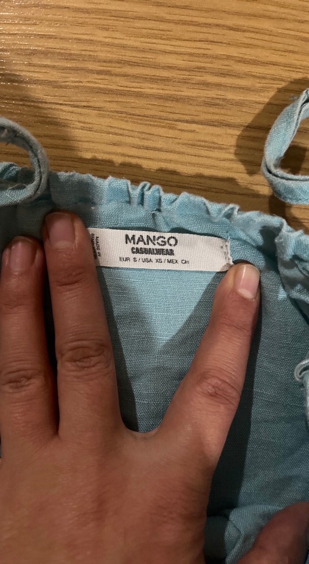 Mavi Keten Askılı Tulum - Görsel 5