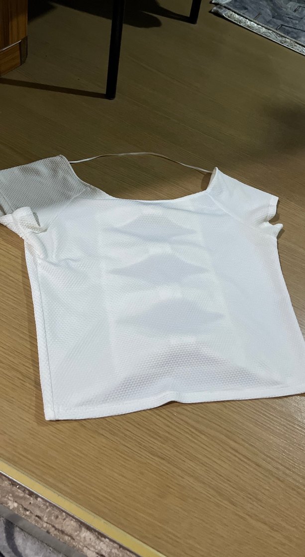 Kız Çocuk Beyaz Kısa Kollu Fiyonklu Tişört - Görsel 4