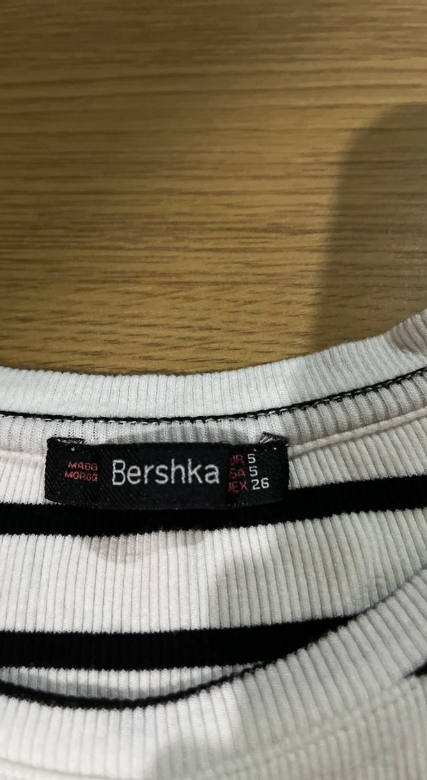 Kız Çocuk Siyah Beyaz Çizgili Kısa Kollu Tişört - Görsel 2