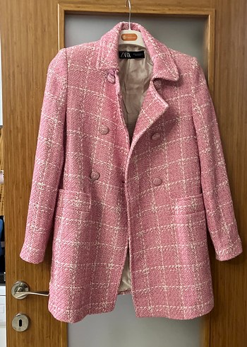Zara Pembe Ekose Tuvit Ceket