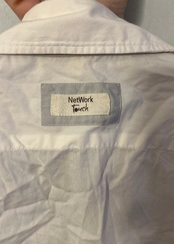 Erkek Beyaz Keten Gömlek, Uzun Kollu, Düğmeli - Görsel 3