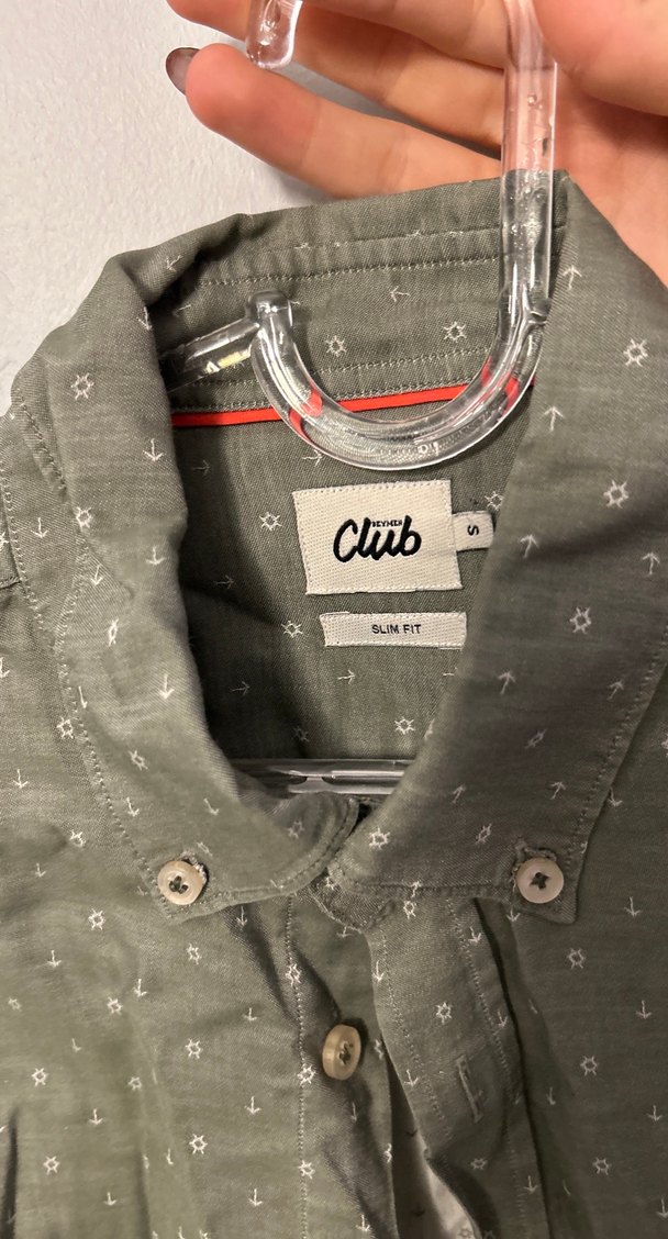 Gri Pamuklu Erkek Gömlek, Düğmeli, Uzun Kollu - Görsel 3