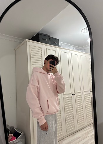 Diğer Pembe Kapüşonlu Salaş Sweatshirt