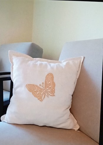 Bej Kelebek Desenli Modern Kırlent - Görsel 7