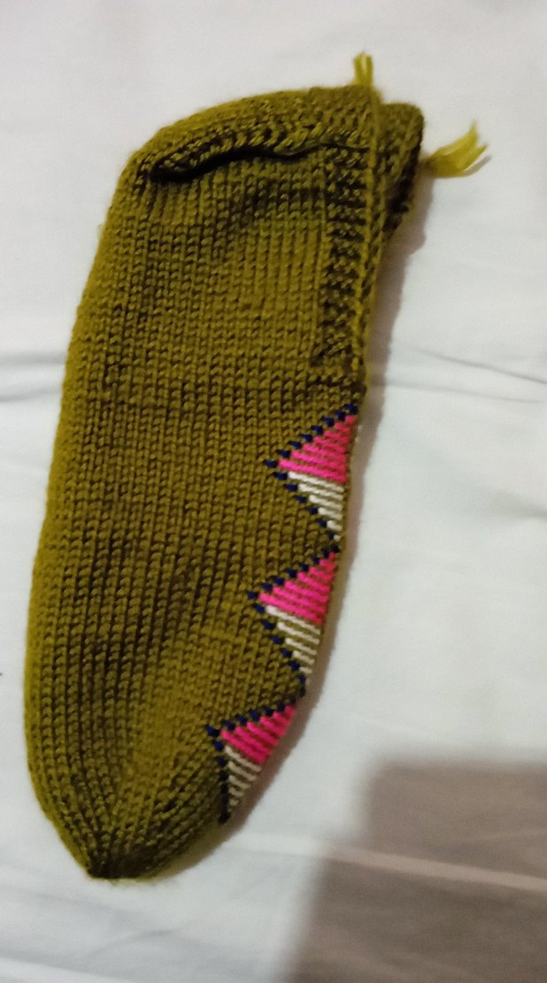 Renkli Nakışlı Örgü Kadın ev patik - Görsel 3