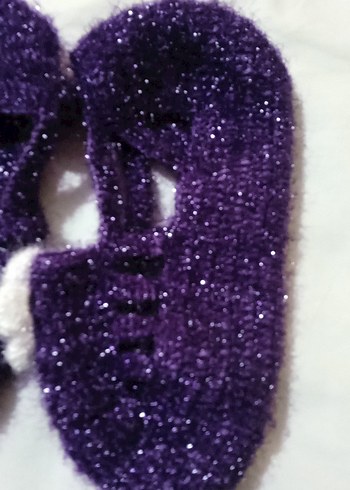 Mor Nakışlı Örgü Kız Patik - Görsel 2