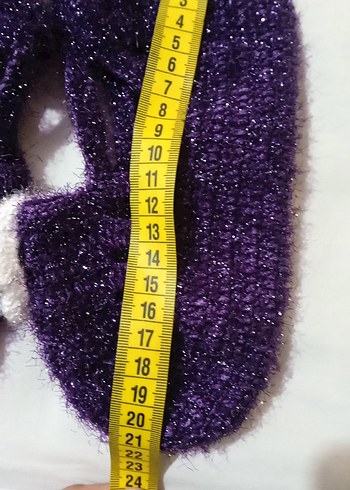 Mor Nakışlı Örgü Kız Patik - Görsel 3