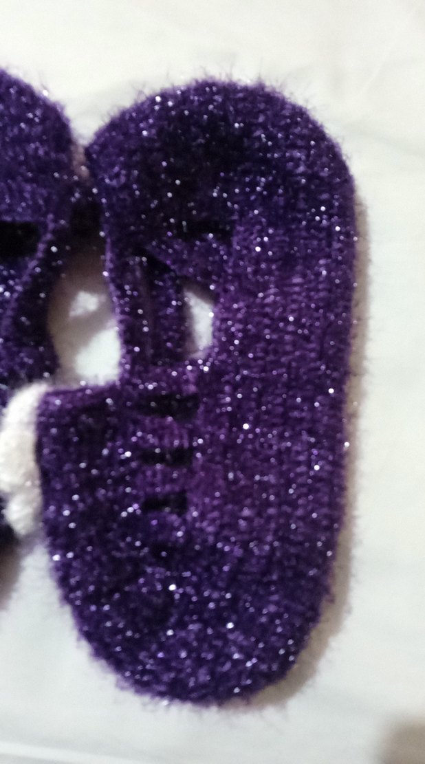 Mor Nakışlı Örgü Kız Patik - Görsel 2