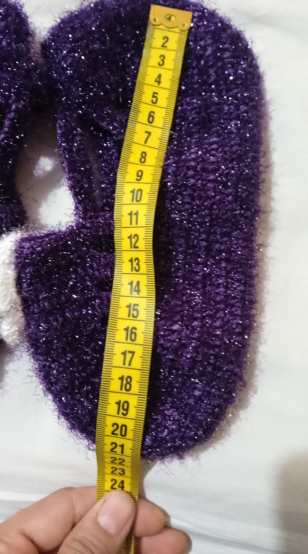 Mor Nakışlı Örgü Kız Patik - Görsel 3