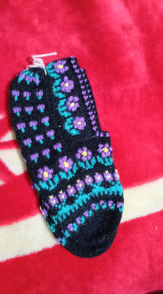 Çiçek Nakışlı Renkli Kız Çorabı - Görsel 2