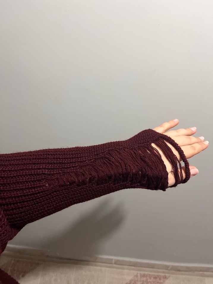 Mudo Bordo Triko Elbise - Görsel 4